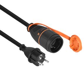 Pagarinātājs Electraline, 3 x 1,5 mm², 20 m, IP44, melna krās./oranža krās.