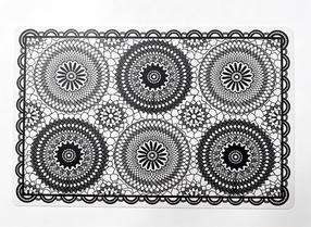 Stalo padėkliukas Domoletti Simple Mandala KSKHLG-249, 43.5 cm x 28 cm, Juoda sp.