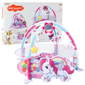 Коврик для занятий спортом, с шариками Lean Toys 3in1 Unicorn, 92 см x 49 см, розовый цв.