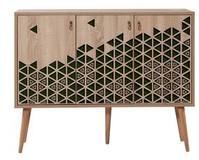 Spintelė Kalune Design Mega 121, sonoma ąžuolo sp./žalia sp., 36 cm x 120 cm x 90 cm