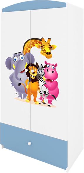 Vaikiška spinta Kocot Kids Babydreams Zoo, mėlyna sp./balta sp., 90 cm x 52 cm x 175.5 cm