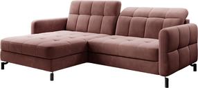 Kampinė sofa Lorelle Kronos 29, rožinė sp., kairinė, 160 x 225 cm x 105 cm