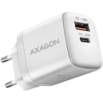 Telefona lādētājs Axagon ACU-PQ20W, USB Type C/USB Type A, 8.4 cm, balta krās., 20 W