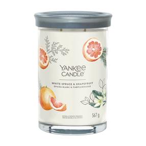 Žvakė, aromatinė Yankee Candle Signature Tumbler White Spruce & Grapefruit, 65 - 80 h, 567 g, balta sp.