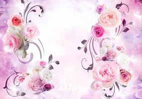 Фотообои Artgeist Rose Variations - Bouquet Of Flowers On A Solid Background With A Sparkle Effect MNEW010657, 105 см x 150 см