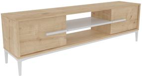 TV staliukas Kalune Design Eslem, ąžuolo sp./balta sp., 29.6 cm x 120 cm x 43.6 cm