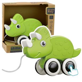 Uzvelkamā rotaļlieta, dinozaurs Lean Toys Animal, 14 cm, zaļa krās.