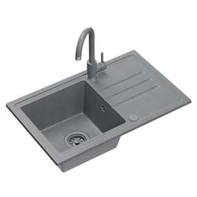 Plautuvė su virtuviniu maišytuvu Quadron Ben 111, granitas, 70 cm x 44 cm x 17.5 cm, pilka sp.