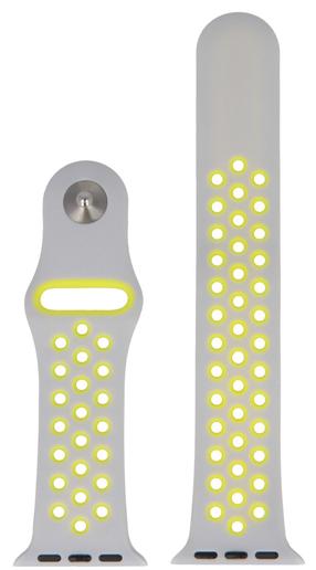 Dirželis Swissten, Sport Band For Apple Watch 38/40 mm, balta sp./geltona sp.