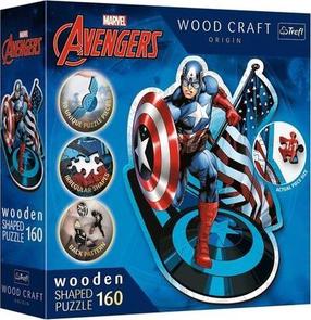 Puidust pusle Trefl Marvel Heroes Fearless Capitan America, 48 cm x 20 cm, 160 tk, mitmevärviline