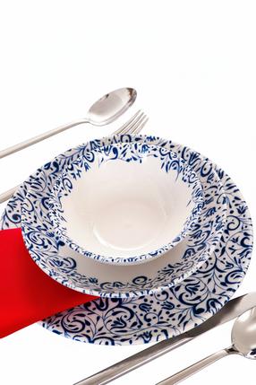 Pusdienu servīze Hermia Laleli, porcelāna, zila krās./balta krās., 18 gab.