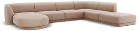 Kampinė sofa Micadoni Home Miley Velvet Panoramic 6 Seats, šviesiai ruda sp., dešininė, 327 x 245 cm x 74 cm