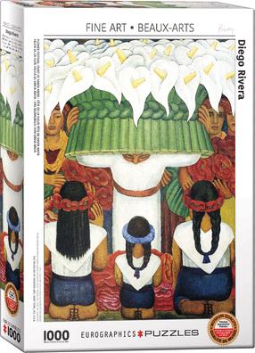 Dėlionė Eurographics Fine Art Diego Rivera Flower Festival, 67.6 cm x 48.9 cm, 1000 vnt., įvairių spalvų