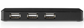 USB šakotuvas Nedis UHUBU2730BK USB 2.0 Type-A Male (vyriška), USB female Female (moteriška), 1.45 m, juoda sp.