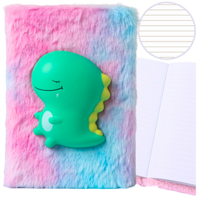 Piezīmju grāmatiņa Lean Toys Dinosaur 3D, līnijās, 16 x 22 cm, zila krās./zaļa krās./rozā krās.
