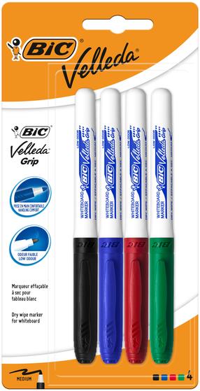 Veekindel marker Bic Velleda Grip 875714, 2 mm, sinine v./must v./punane v., 4 tk