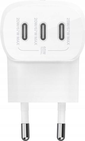 Зарядное устройство для телефона Belkin BOOSTCHARGE, USB Type C, 7.14 см, белый цв., 67 Вт