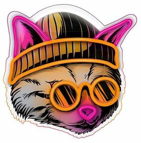 Декорация "Кот" Forever Light Art Led Cat Dreamer cо светодиодным освещением, 32.5 см, oранжевый цв./розовый цв.