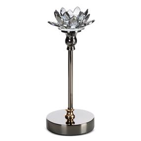Žvakidė Dalia, krištolas/metalas, Ø 12 cm, 29 cm, juoda sp.