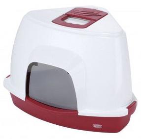 Uždaro tipo kačių tualetas Europet Bernina Medio Bordo, baltas/raudonas, uždaras, 56 cm x 38 cm x 40 cm