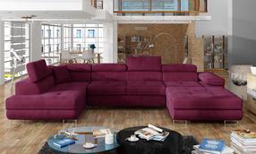 Kampinė sofa Rodrigo Mat Velvet 68, raudona sp., kairinė, 202 x 345 cm x 90 cm