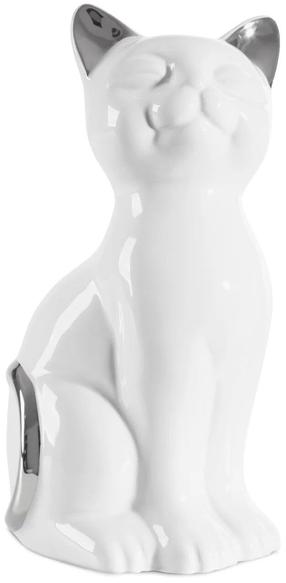 Dekoratyvinė figūrėlė Cat 423321, balta sp./sidabro sp., 11 cm x 9 cm x 20 cm