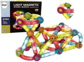 Magnētiskais konstruktors Lean Toys Magnetic Blocks Spīdošie kociņi 14656, 76 gab.