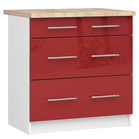 Apatinė virtuvinė spintelė Akord S80, balta sp./raudona sp., 60 cm x 80 cm x 85 cm