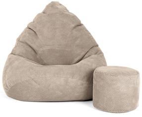 Sėdmaišis su pufu Sako Mega Dot Velour XL, smėlio sp.