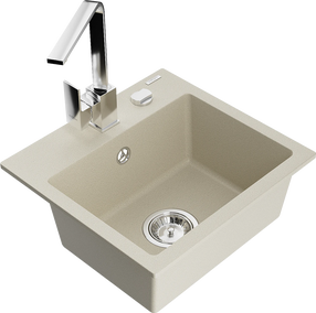 Virtuvinė plautuvė Mexen Milo 6505-69-670300-00, granitas, 43.5 cm x 41 cm x 17.1 cm, chromo sp./smėlio sp.