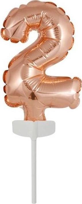 Folijas balons cipars Amscan Mini Nr. 2, zeltrozā krās.