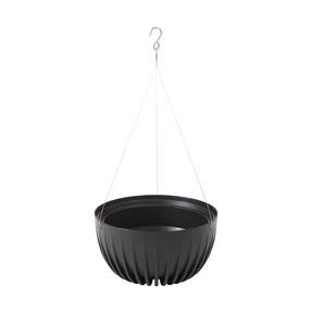 Karināmais puķu pods Lamela Mira 977-04, plastmasa, Ø 29 cm, melna krās.