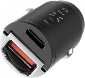 Auto telefona lādētājs Fixed, USB/USB-C, melna krās., 30 W