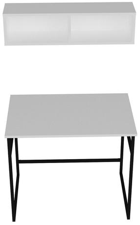 Rašomasis stalas su lentyna Kalune Design Gama 541HDL1106, 90 cm x 60 cm, 75 cm, balta sp./juoda sp.