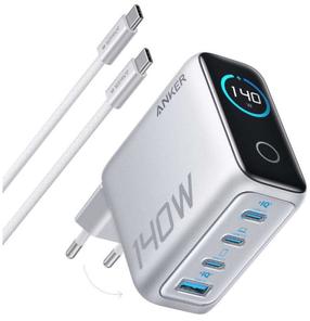 Telefona lādētājs Anker B2697G41, USB Type A/3 x USB Type-C, pelēka krās., 140 W