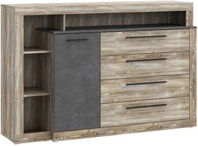 Komoda Forte Bellevue BLQK351L-C473, ruda sp./pilka sp., 107 cm x 161 cm x 43 cm