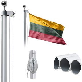 Vėliavos stiebas, 600 cm x 2 cm, sidabro sp.