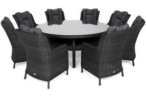 Lauko baldų komplektas Bristol Round Elegant, pilka sp., 8 vietų