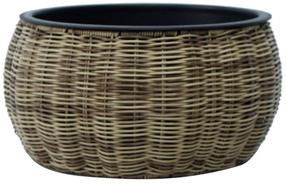 Gėlių vazonas Home4you Wicker, plastikinis/metalas, Ø 37 cm, šviesiai ruda sp.