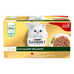 Влажный корм для кошек Gourmet Gold, говядина/рыба/курица, 0.085 кг x 4 шт.