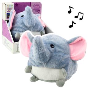 Pliušinis žaislas dramblys Lean Toys 22810, balta sp./pilka sp., 14 cm