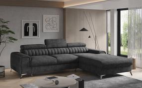 Kampinė sofa Grayson Leve 6, tamsiai pilka sp., dešininė, 205 x 275 cm x 98 cm