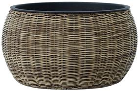 Gėlių vazonas Home4you Wicker 38214, plastikinis/metalas, Ø 48 cm, šviesiai ruda sp.