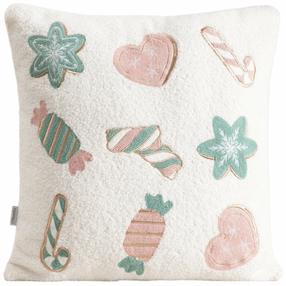 Kalėdinis dekoratyvinės pagalvėlės užvalkalas Homla Candies, balta/žalia/rožinė, 45 cm x 45 cm