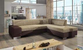 Kampinė sofa Porto Berlin 03, Soft 66, šviesiai ruda sp./tamsiai ruda sp., dešininė, 217 x 278 cm x 74 cm