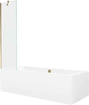 Vonia su sienele, laisvai pastatoma Mexen Cube, 170 cm x 80 cm x 39 cm, stačiakampis, skaidri sp./aukso sp.