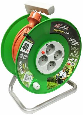 Pikendusjuhe trumlil AWTools Garden Line AW70215, 3 x 1 mm², 40 m, IP44, 4 pesa, roheline v./oranž v.