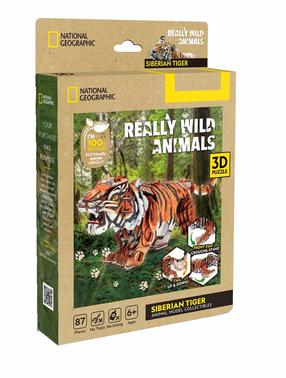 3D пазл Cubicfun National Geographic Siberian Tiger, 19 см x 3.1 см, 87 шт., многоцветный