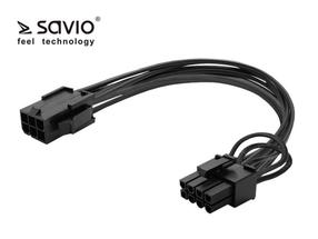 Кабель Elmak Savio PCI 6pin Female, PCI Express 8 pin Male, 0.15 м, черный цв.