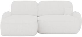 Kampinė sofa - lova Tesalia Bouclé Royal 04, balta sp., kairinė, 150 x 247 cm x 93 cm